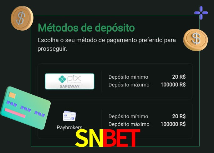 O cassino SNBETbet oferece uma grande variedade de métodos de pagamento